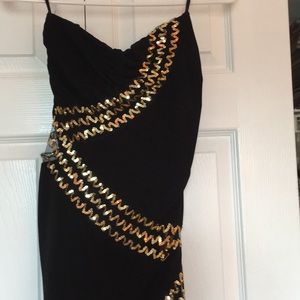 Black and gold sequin strapless dress Sz sm